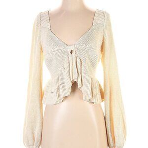 ORGANIC COTTON Cleobella Sweater Womens Size Small White Cream Knit with Ruffles